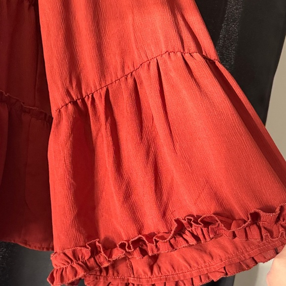 Women's Pumpkin Rust Tiered Blouse with Bell sleeves - Picture 2 of 3